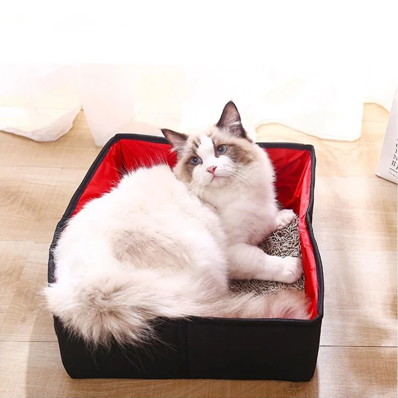 

New Folding Travel Pet Cat Litter Box Oxford Cloth Tray Folding Cat Litter Bedpan Waterproof Outdoor Foldable Kittens Litter Box