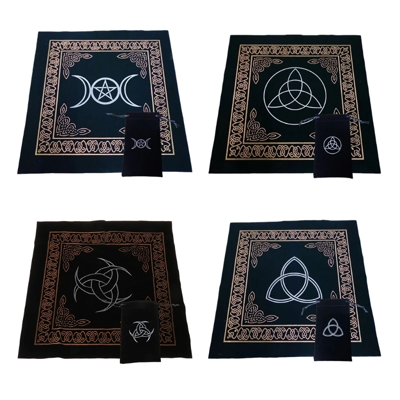 

Art Tarot Pagan Altar Cloth Flannel Tablecloth with Bag 50x50cm Square Table Cover Divination Game Card Pad
