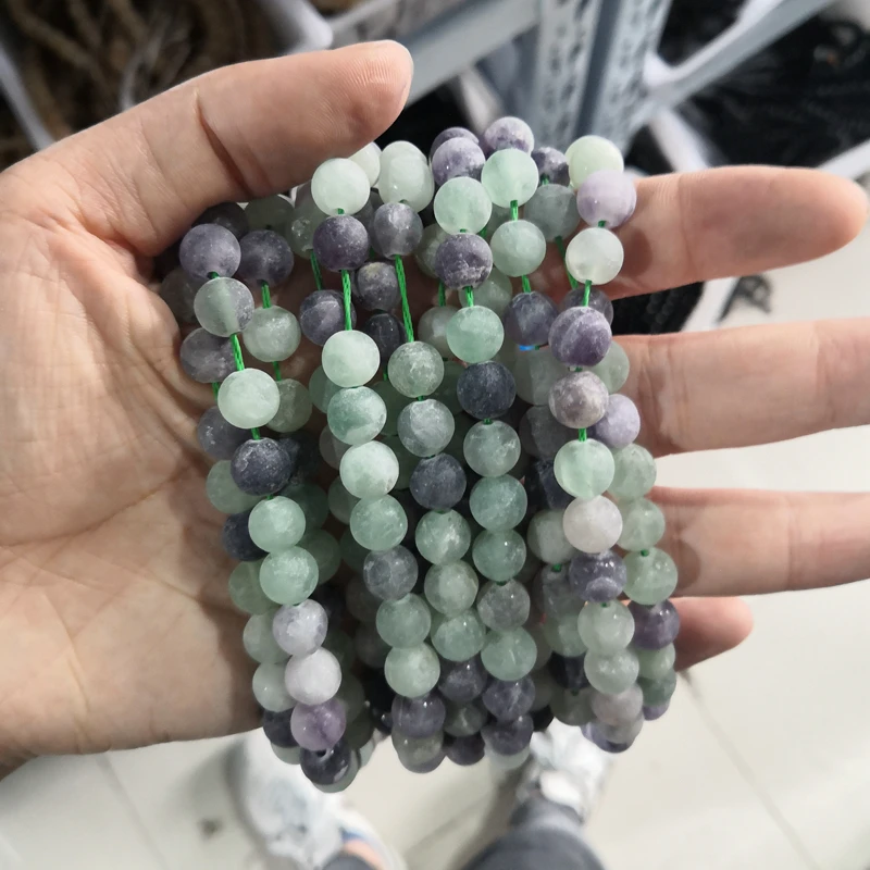 4 6 8 12mm Natural Stone Colorful Fluorite Frosted Beads Matte Round Loose For Jewelry Making Fit DIY Bracelet | Украшения и