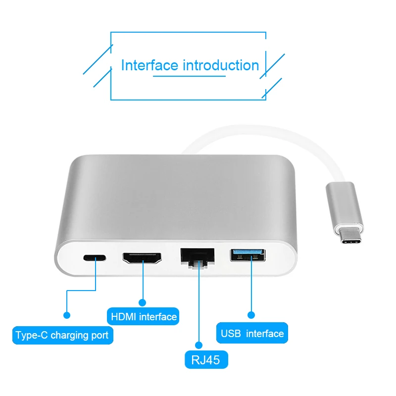 Basix Usb C Ethernet к HDMI совместимый + гигабитный (порт RJ45) USB3.0 Type концентратор адаптер USB