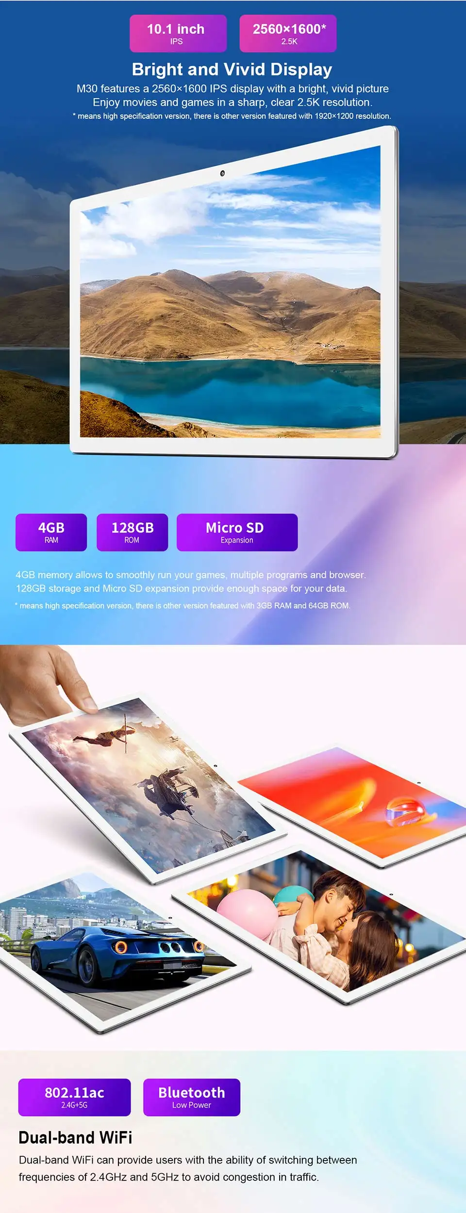 Teclast M30 10,1 дюймов планшет 2560x1600 2,5 K ips экран 4G Phablet MT6797 X27 Deca Core 4 Гб ram 128 Гб rom Android 8,0 планшеты ПК