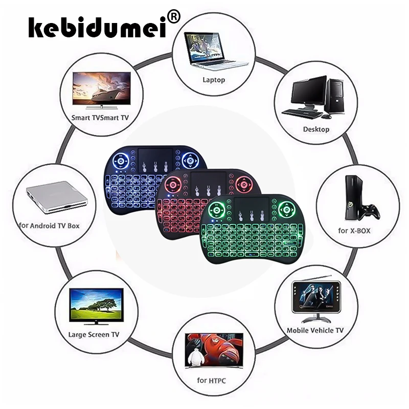 Мини клавиатура i8 с 3 цветной подсветкой и литиевой батареей|Клавиатуры| |