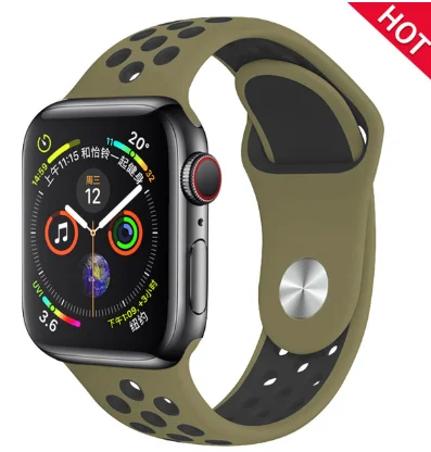 7 Band for Apple Watch 5 4 3 2 1 42MM 38MM soft Breathable strap Silicone Sports bands for Nike+ Iwatch series 5 4 3 40mm 44mm - Цвет ремешка: 7