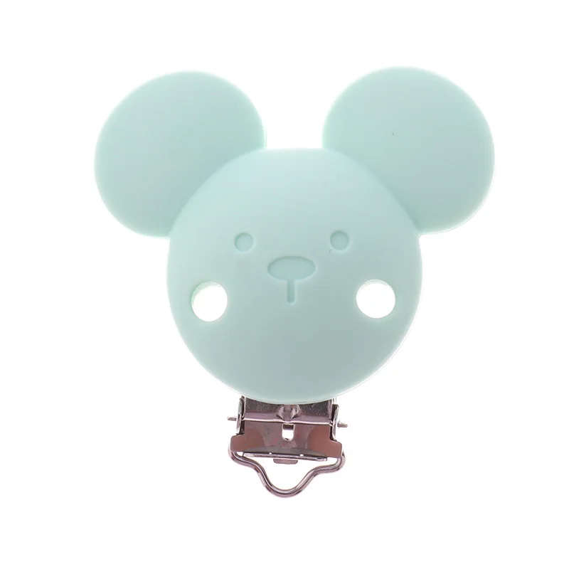 Fkisbox 2pcs Mouse Pacifier Clip Silicone Bead Baby Teether& Plastic Teething Accessories Nipple Clasps Toy DIY Round Koala