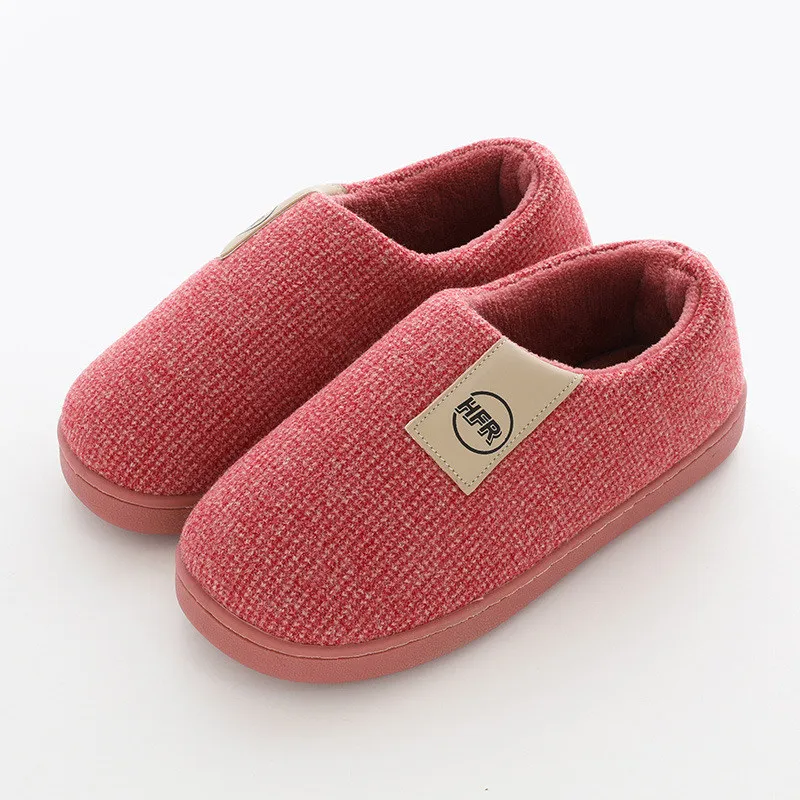 red Winter Warm Shoes Woman Men Indoor Slippers Soft Plush Lovers Home Floor Slipper Anti-slip Ladies Bedroom Slides SH08212 - Цвет: red