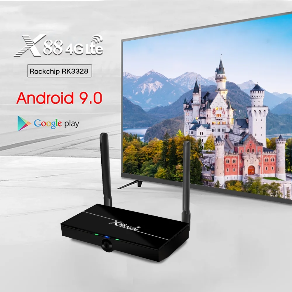 Full hd 4k tv box 4G LTE Rk3328 четырехъядерный процессор 2G+ 16G телеприставка с 4G sim-картой X88 4G Lte tv box android 9,0
