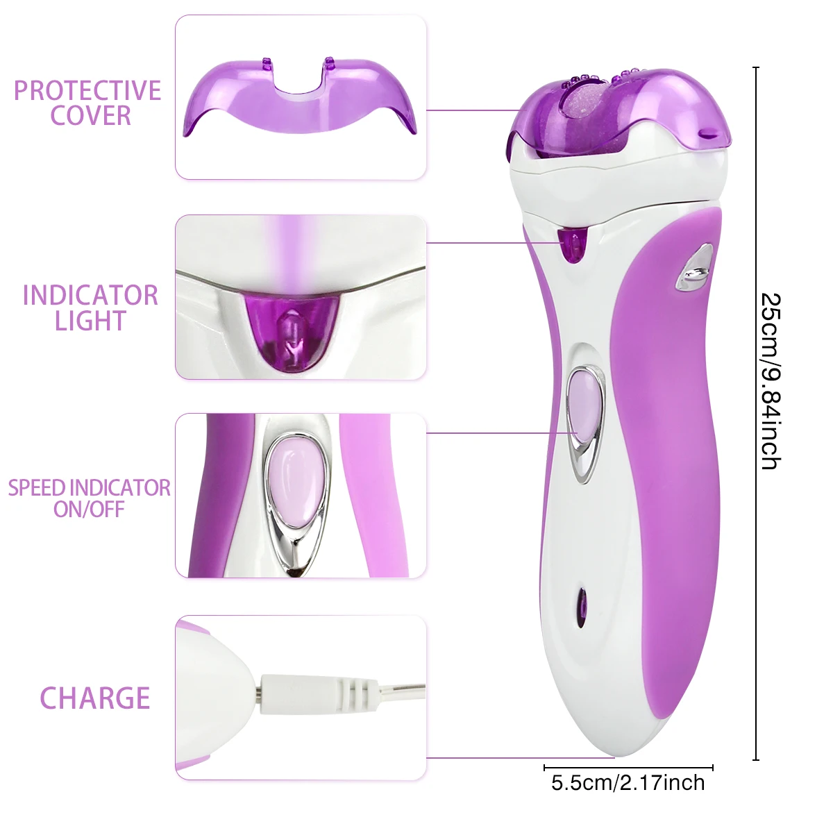 

Electric Hair Removal Epilator Rechargeable Cordless Razor Foil Tweezer Trimmer Bikini Leg Armpit Hair Shaving Remover for Japan