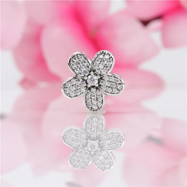

Bewill Authentic 925 Sterling Silver Dazzling Daisy Sakura Beads Fit Original Bracelet Pendant DIY Jewelry Charms Gift