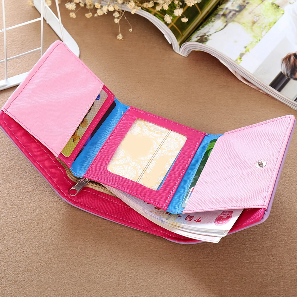 Симпатичный студенческий короткий складной кошелек из искусственной кожи с