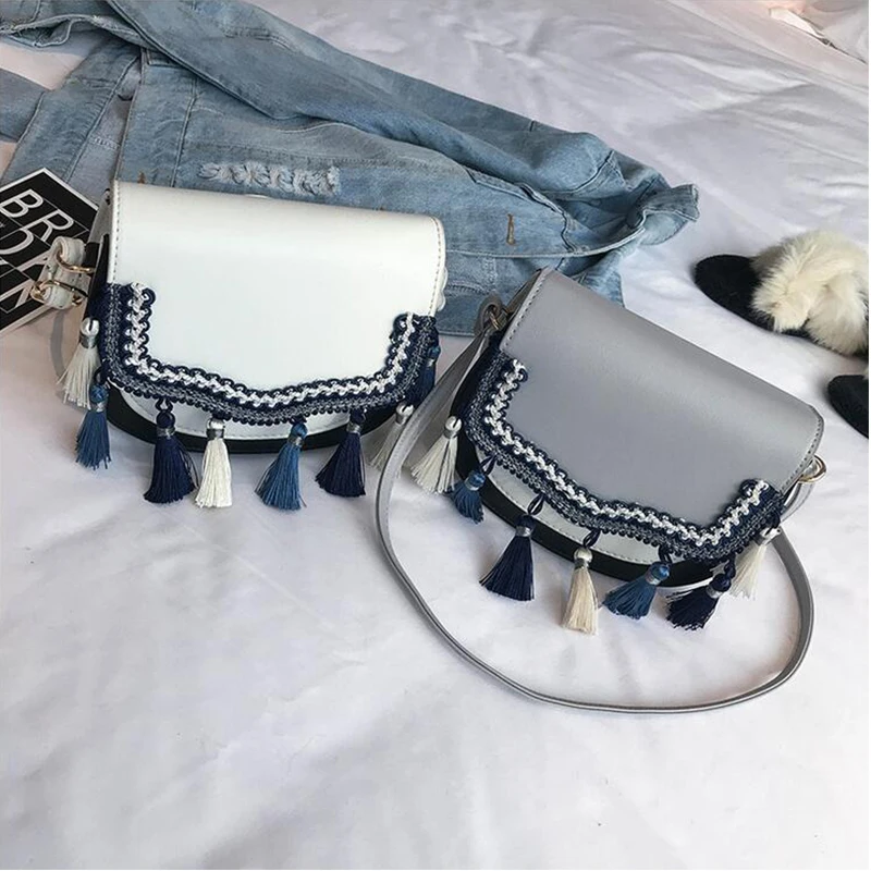 

2019 New Women's Bag Fashion National Style High Quality Small Bag Hit Color Shoulder Bag Personality Small Messenger Bag WZQ269