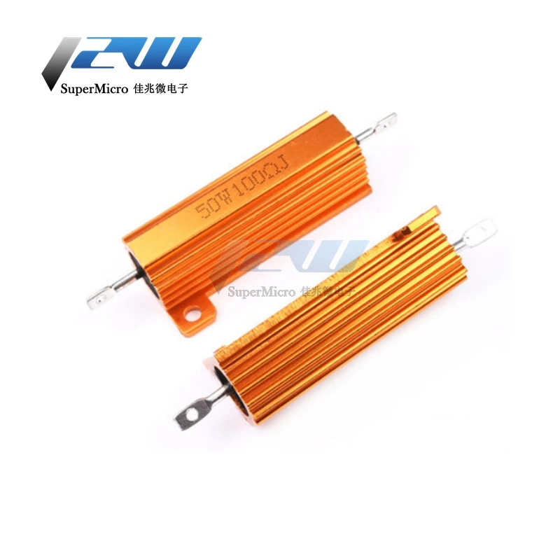 RX24-50W золотой алюминиевый корпус высокая мощность сопротивление 0 1/0 5/1/50/100 Ом 2K