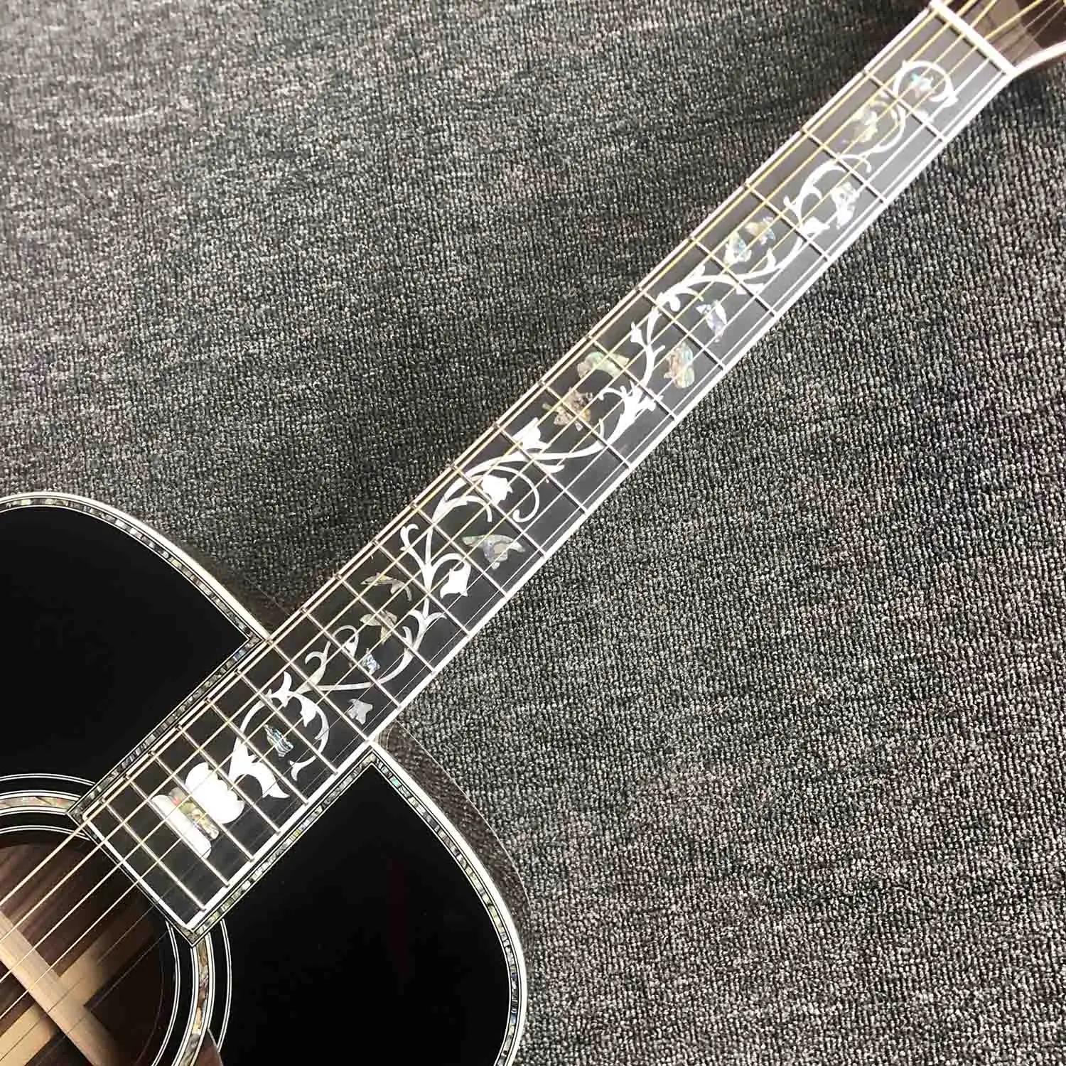Акустическое гитарное ушко Sunburst 41 дюйм из массива ели с цветочными вставками