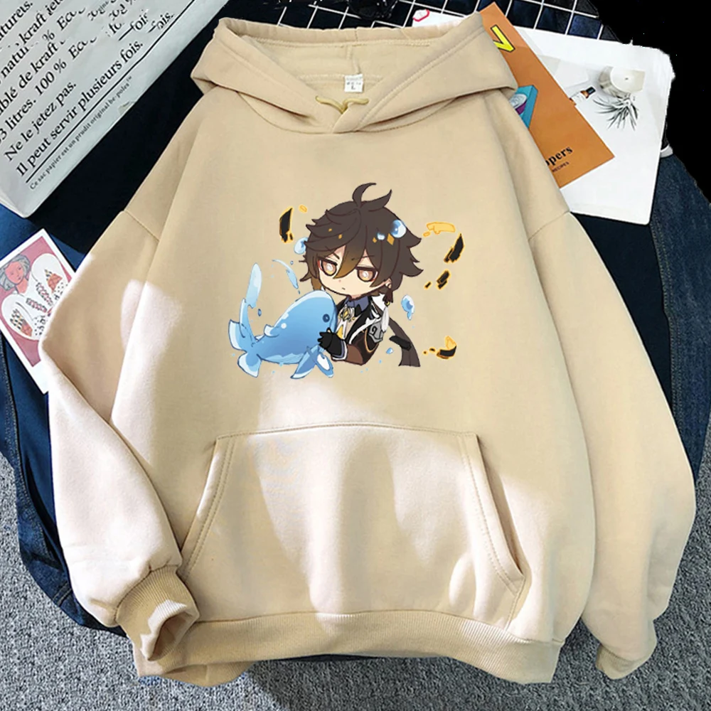 

2021 Genshin Impact Clothes Women Hot Game Zhong Li Print Kawaii Hoodie Oversized Sweatshirts Anime Aesthetic Harajuku Wram