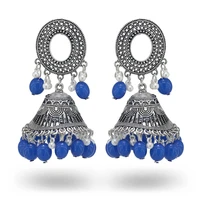 ins indian jhumki jhumka handmade pearl beads bridal wedding piercing earrings vintage trendy women party jewelry