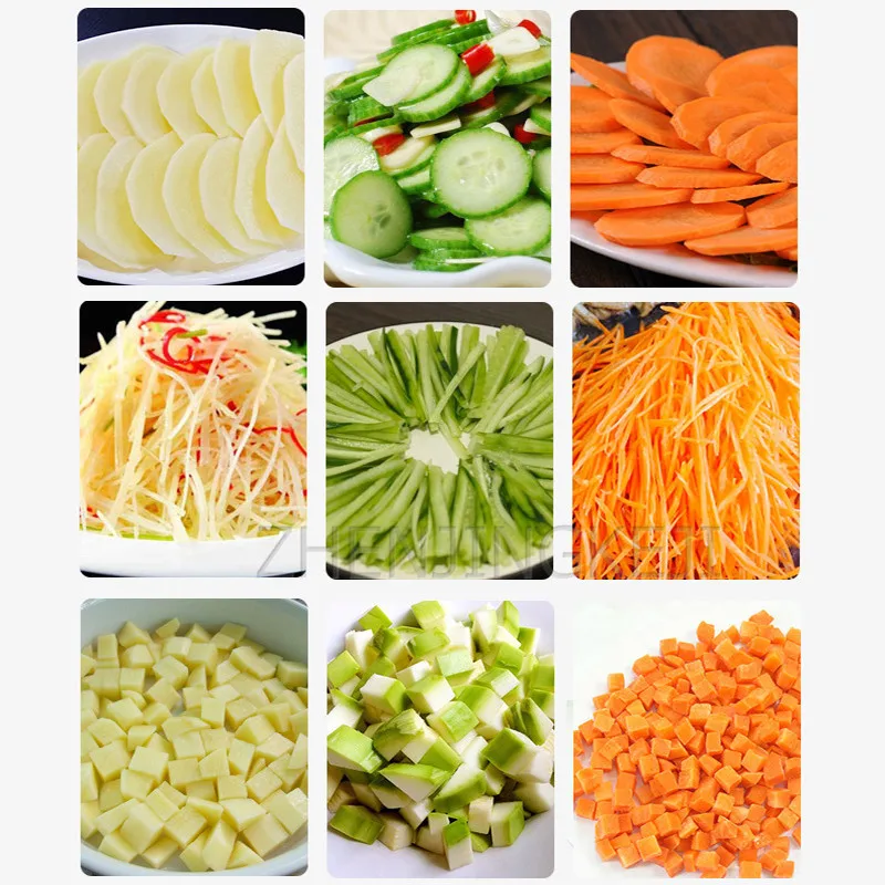 

Vegetable Cutter Commercial Multifunctional Potato Ginger Hawthorn Slicer Shred Carrot Electric Dicing Machine Food Processor