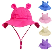bucket hat girl summer beach sun big brim kid baby ears with string uv protection breathable cap accessory for holiday outdoors