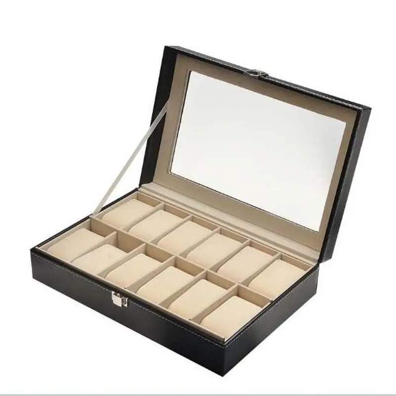 

Коробка для наручных часов из искусственной кожи, 30x20x8 см, 12 отделений