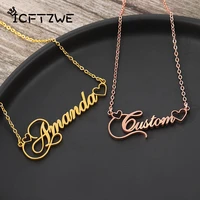 custom crown heart name necklaces for women stainless steel nameplate crown font necklace handmade jewelry couple gift