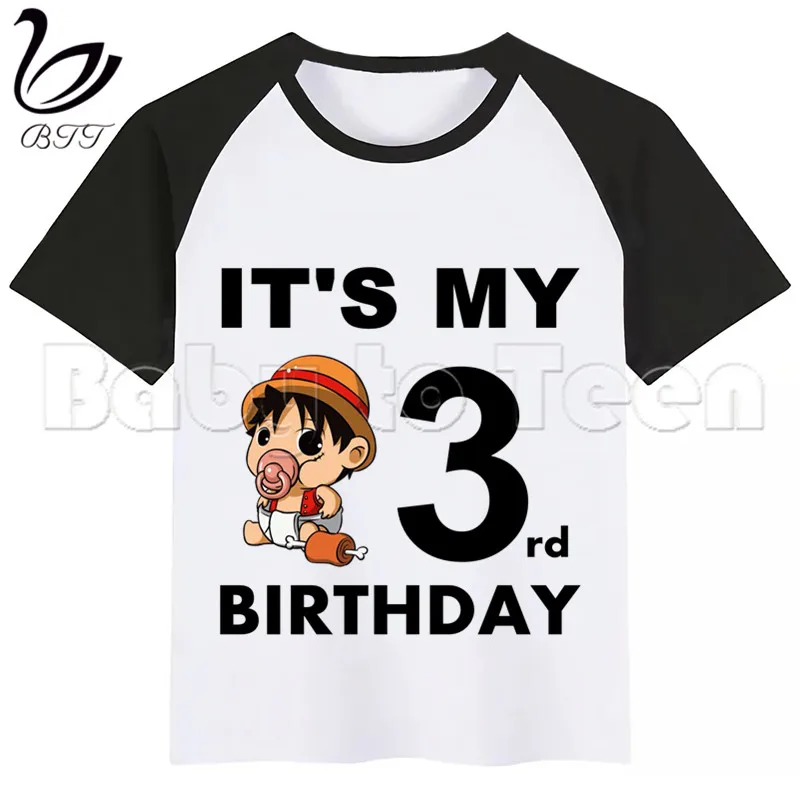 Детская футболка на день рождения с изображением Луффи для детей Короткие