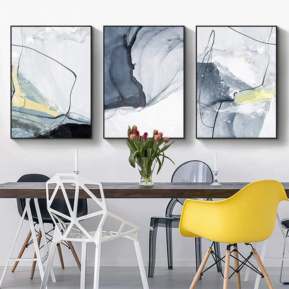 Холст постер из шелковой ткани на заказ мраморная синий номер плакат с модным