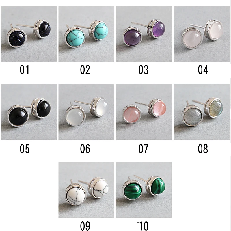 Серьги гвоздики Moonstone круглые серьги из стерлингового серебра 925 пробы с