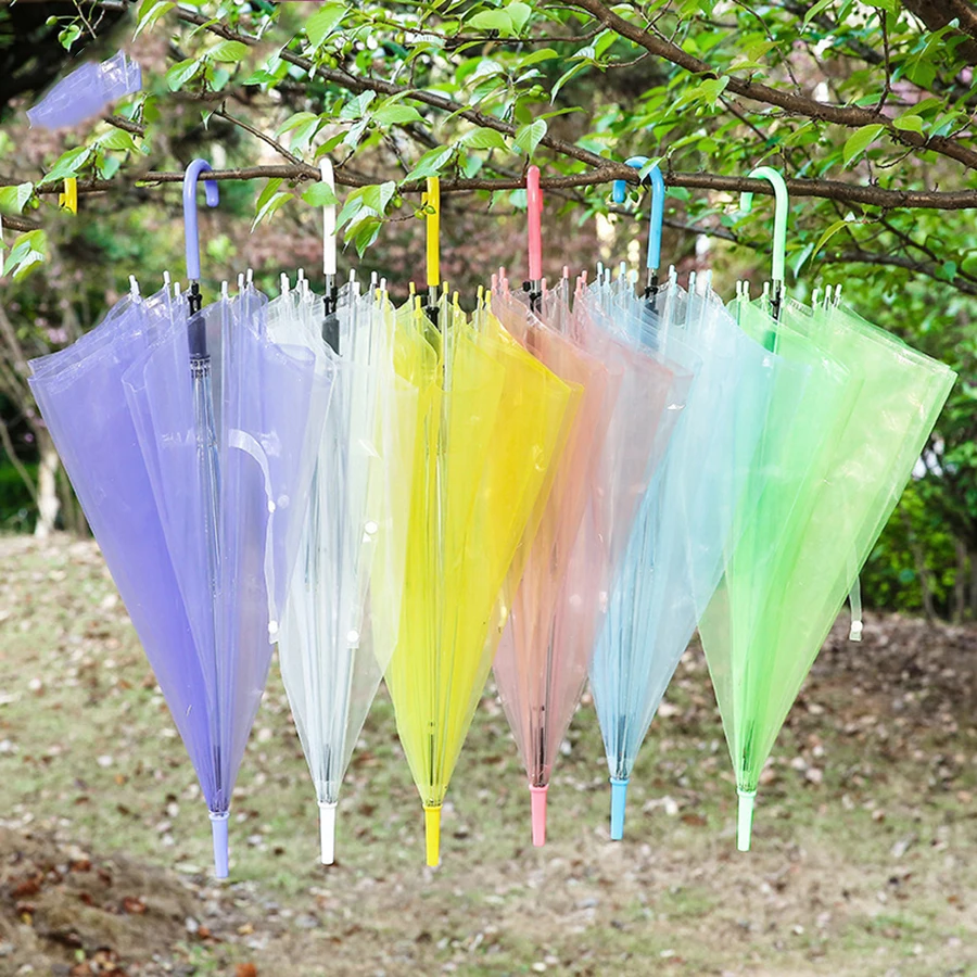 Зонт пластиковый прозрачный с длинной ручкой зонтик от солнца идея для подарка