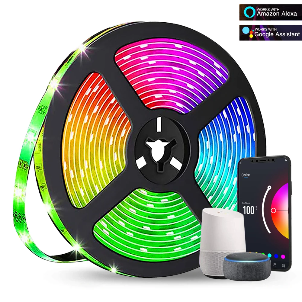 Светодиодная лента с управлением Alexa и Wi Fi умная лампа RGB 2835 5050 12 В постоянного
