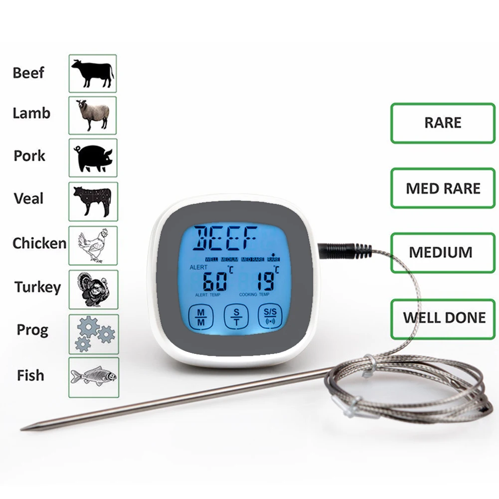 

Cooking Thermometer Probe Household Digital Food Meat Touch Screen BBQ Oven