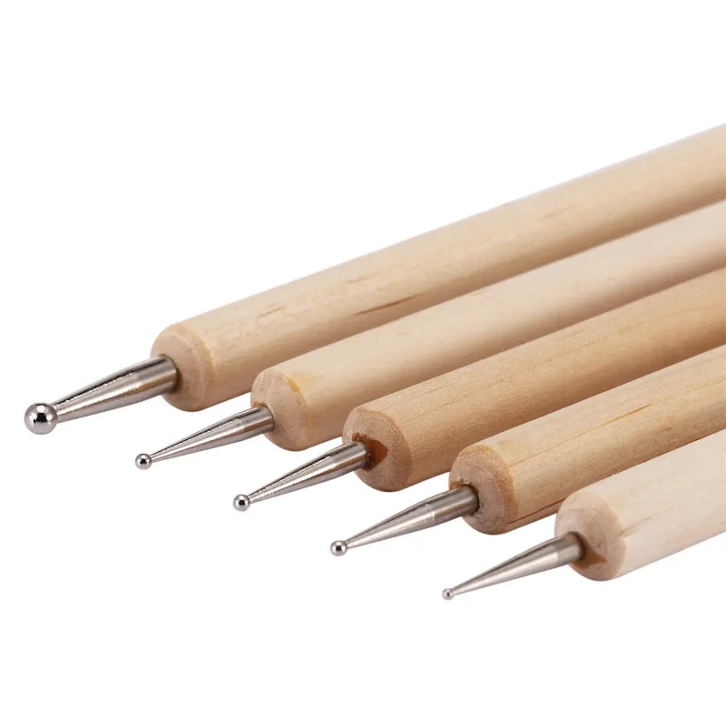 Деревянная ручка для точечного маникюра 5 шт./пакет 2-полосная покраски ногтей