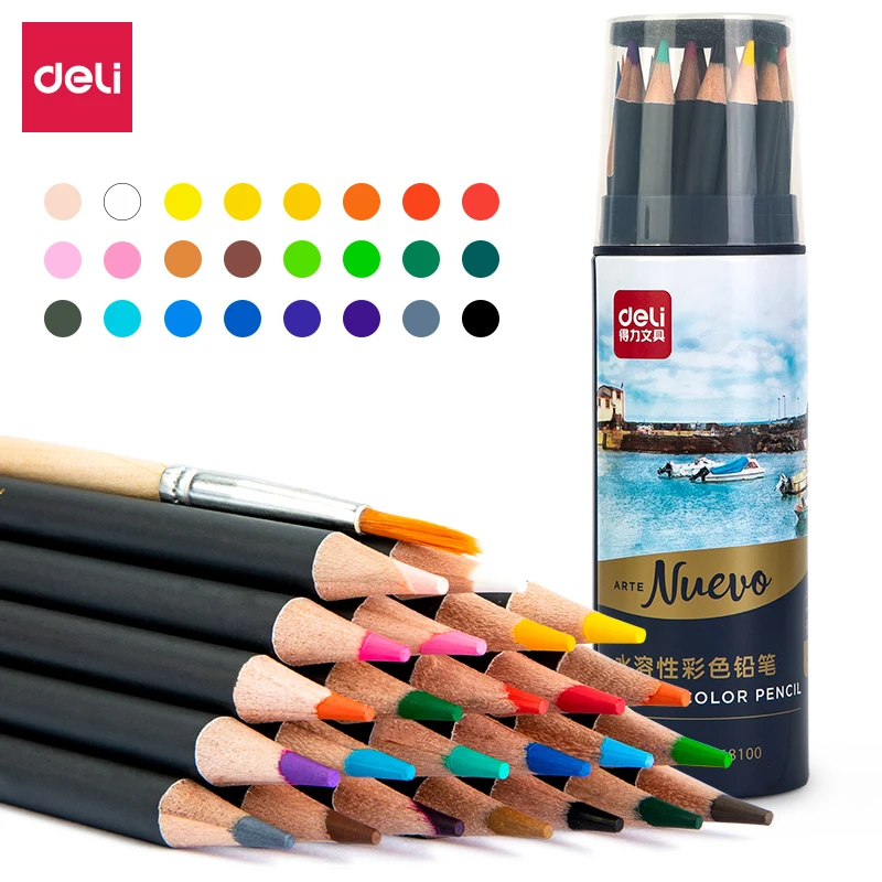 

Deli wood watercolor pencil Lead Hardness 2B professional colored pencils for Art School Office Supplies 24/36/48/72 colors