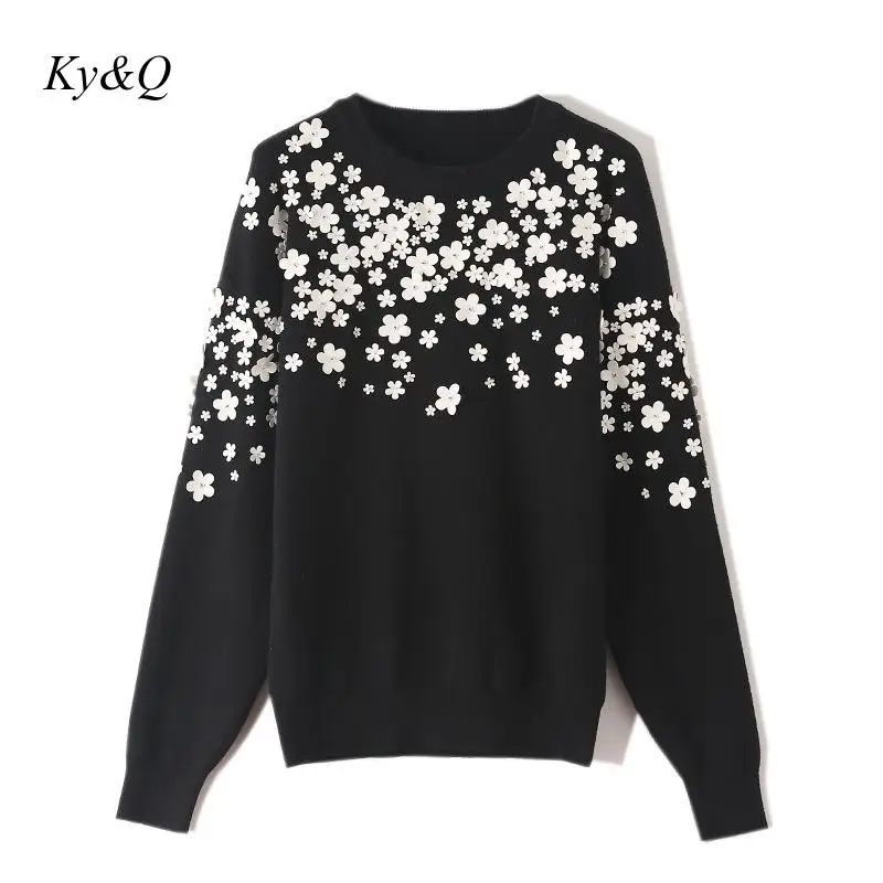 Высококачественный роскошный модный зимний женский вязаный свитер с бисером и