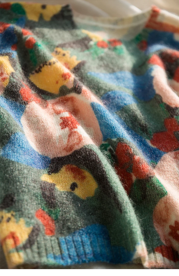 Женский свитер осенне-зимний новый цветной свободный и тонкий вязаный шерстяной