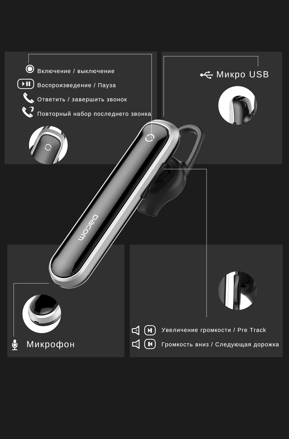 DACOM M19/M21 беспроводная гарнитура встроенный микрофон вождение автомобиля Bluetooth наушники ушной крючок беспроводные наушники для iPhone Xiaomi huawei