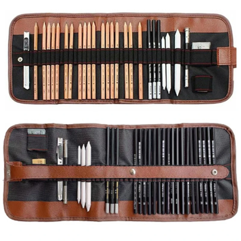 

H05B 29pcs Wooden Drawing Sketch Kit Charcoal Pencil Eraser Art Craft Painting Sketching Set for student Artist Beginners