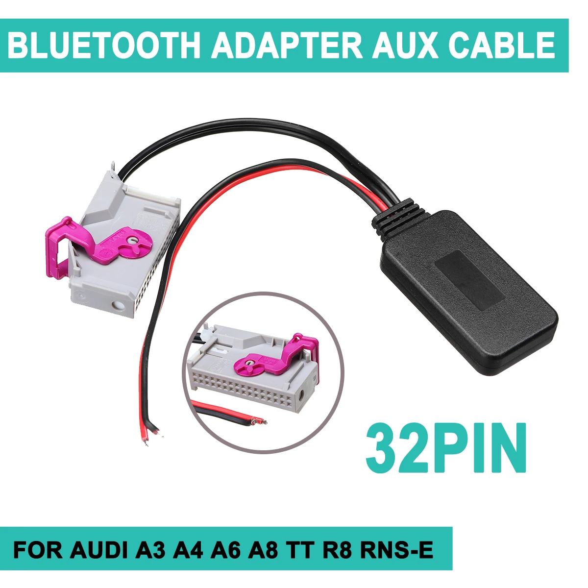

Wireless bluetooth Adapter 32Pin For Audi A3 A4 A6 A8 TT R8 RNS-E Aux Cable Auto bluetooth Car Kit Music Audio Receiver Adapter