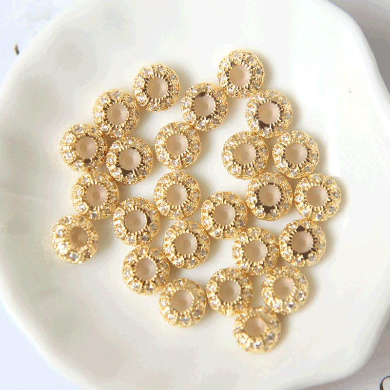 Регулируемые бусины из циркония с медным покрытием 18 К инкрустированные