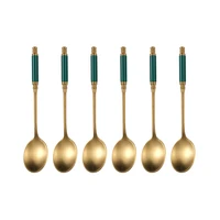 6 pcs coffee spoon 304 stainless steel sanding gold plated spray paint european retro court style cylindrical dessert tiny spoon