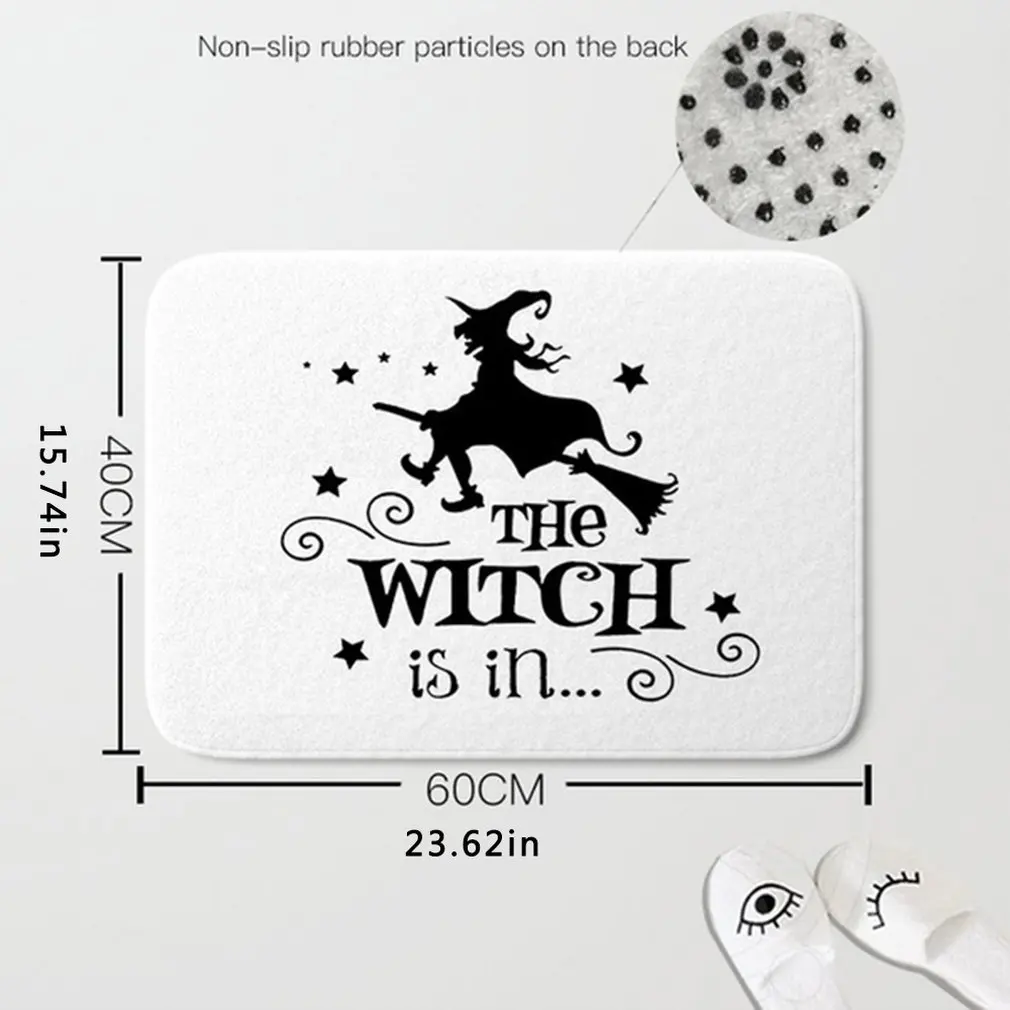 

Bath Mat Witch Bedroom Kitchen Door Felt Carpet Party Decoration Pattern Rubber Mat Halloween Carpet