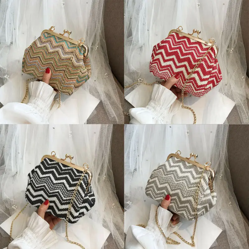 Женская соломенная сумка в стиле ретро круглая плетеная сумочка из ротанга