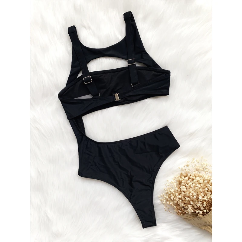 

Fused Swimsuit Female Black One Piece Trikini Sexy Women's Tube Top Swimwear Beach Quick Dry Bathing Suit Swimming Wear