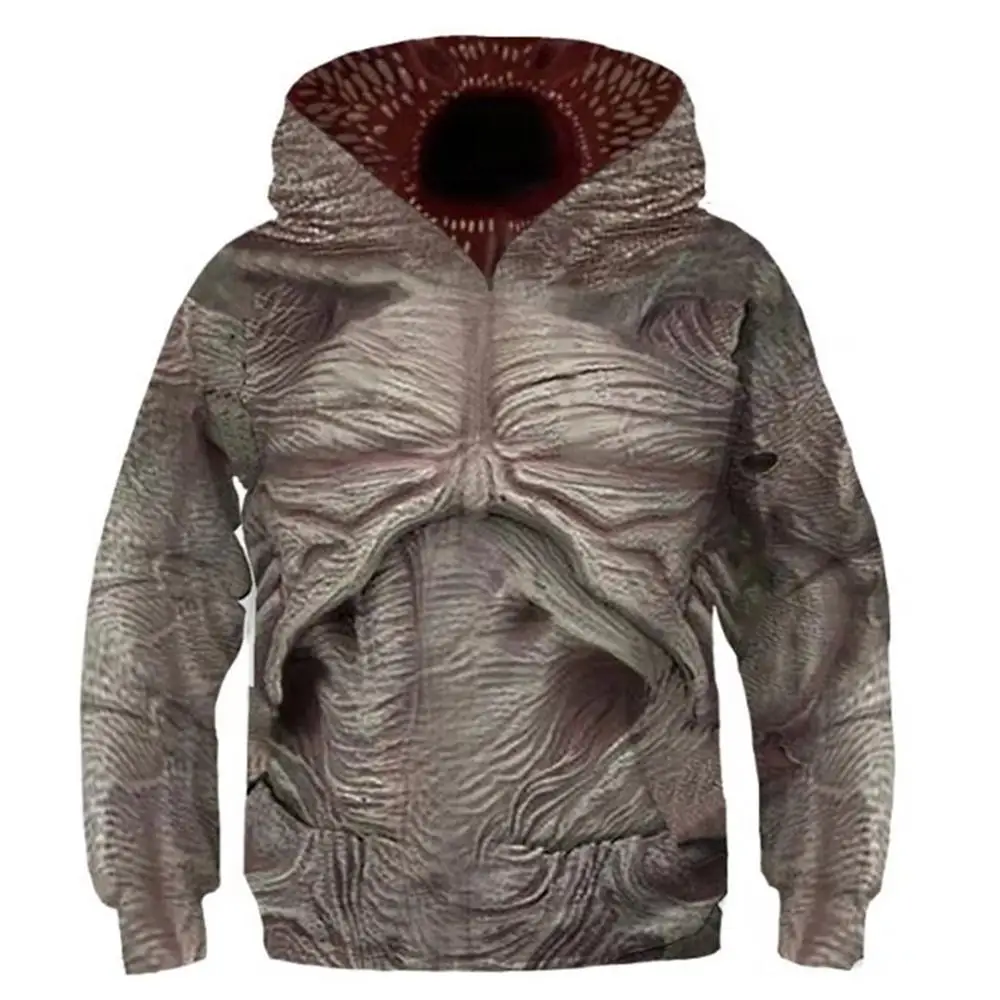 

Stranger Cosplay Things Hoodie Demogorgon Halloween Costume Horror Monster Print Hooded Pullover Children Coat Fall Outwear