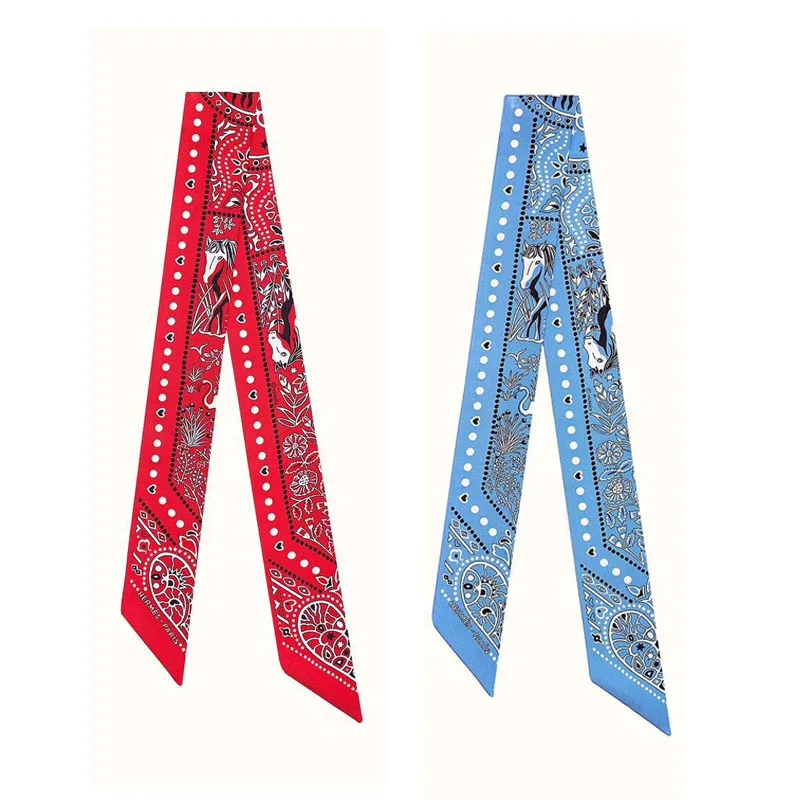

2021 Daily Casual Scarf Bohemian Tie Decorate Bag Scarf Small Ribbon Women's Twill Neckerchief Wrist Towel