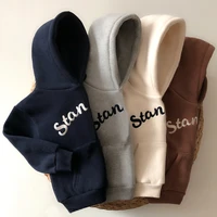 2020 autumn and winter korean childrens clothing new boys and girls letters wild casual hooded pullover fleece sweater 22d436
