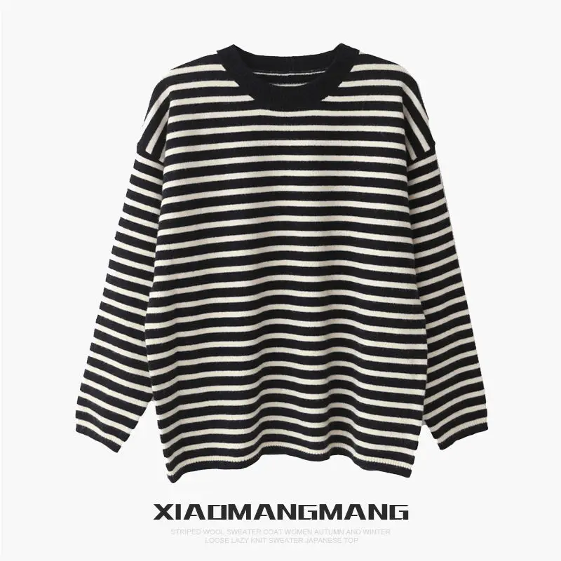 

Knitting Sweater Women Striped Pullover Loose Basic Women Top Full Sleeve Vintage Femal Clohte
