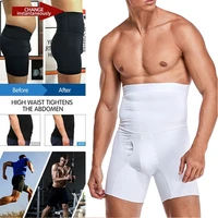 men body shaper waist trainer compression shorts tummy control high waist boxer modeling shapewear boxer briefs open crotch pant
