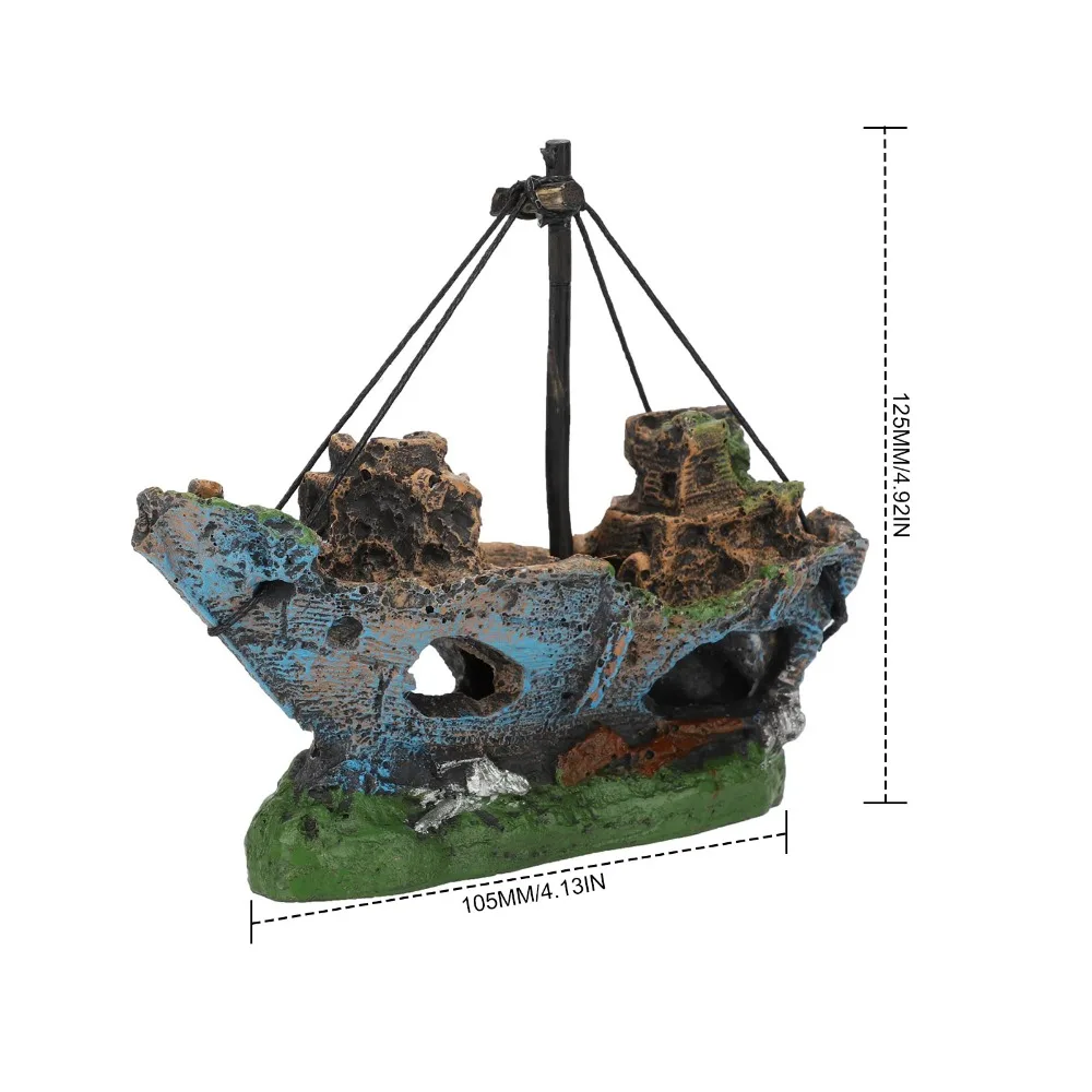 Пиратский корабль украшение для аквариума из смолы декоративная лодка
