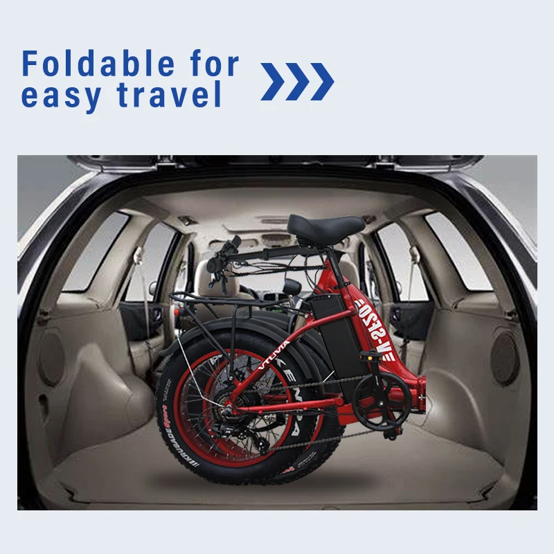 

Electric Bike 20 inch Aluminium Alloy Foldable Fat Tire 4.0'' Ebike 48V 13Ah Lithium Battery Bicyle LED Display 750W