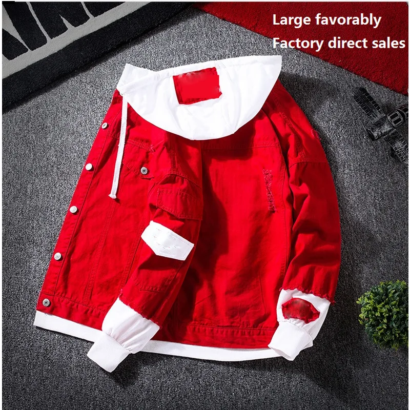 

Hoodies Spring And Autumn Fashion Wear Hoody Casual Cardigan Coat Streetwear Men Washed Denim Jacket