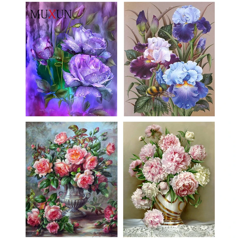 Набор для вышивки крестиком Muxun живописная хлопковая нить с цветами рукоделие Dmc
