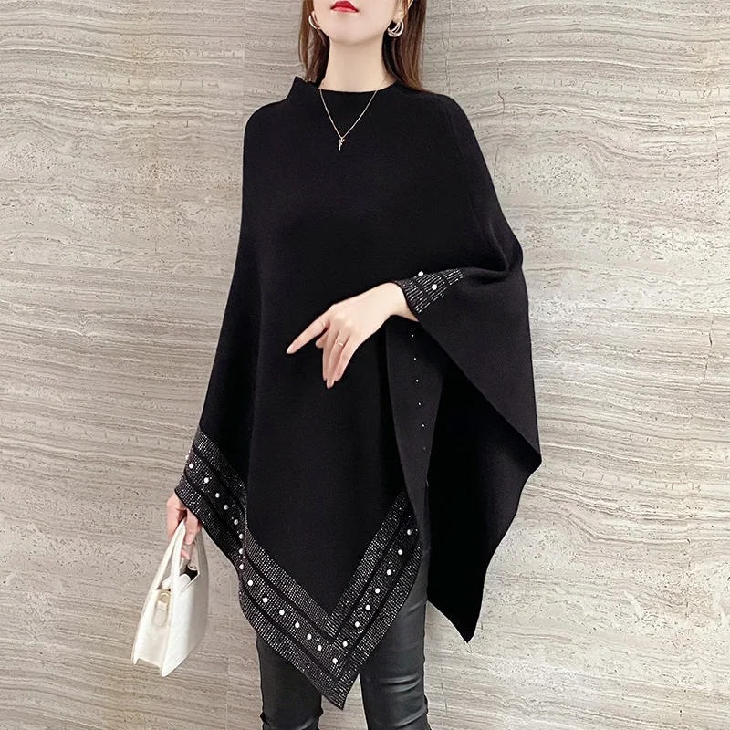 Оптовая продажа модный свитер со стразами на заказ пуловер-лодочка вязаные